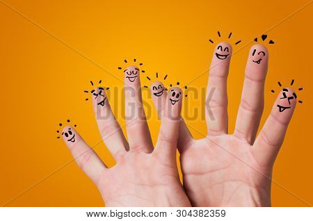 Waggish happy fingers with team building concept