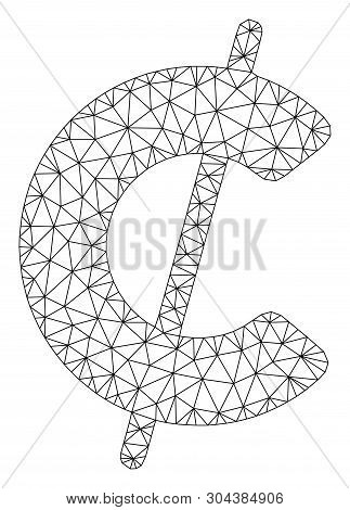 Mesh Cent Polygonal Icon Vector Illustration. Carcass Model Is Based On Cent Flat Icon. Triangular M
