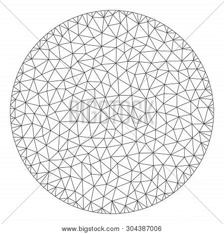 Mesh Circle Polygonal Icon Vector Illustration. Model Is Based On Circle Flat Icon. Triangle Network