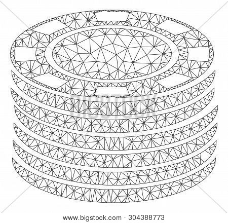 Mesh Casino Chip Stack Polygonal Icon Vector Illustration. Abstraction Is Based On Casino Chip Stack
