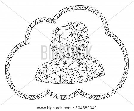 Mesh Cloud Community Polygonal Icon Vector Illustration. Model Is Based On Cloud Community Flat Icon