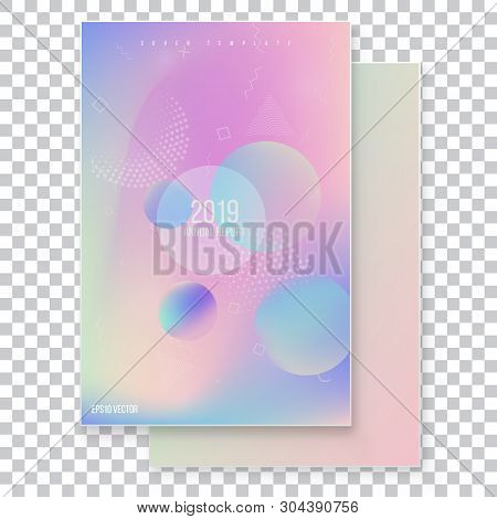 Furistic Modern Holographic Cover Set. 90s, 80s Retro Style.  Hipster Style Graphic Geometric Hologr