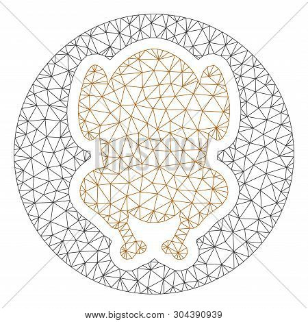 Mesh Chicken Dish Polygonal Symbol Vector Illustration. Carcass Model Is Based On Chicken Dish Flat 