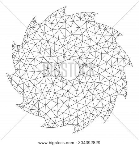 Mesh Circular Saw Polygonal Icon Vector Illustration. Carcass Model Is Based On Circular Saw Flat Ic