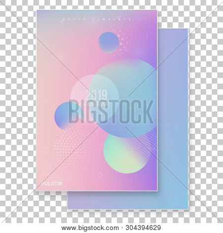 Furistic Modern Holographic Cover Set. 90s, 80s Retro Style.  Minimalistic Hipster Design Iridescent