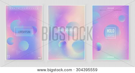 Furistic Modern Holographic Cover Set. 90s, 80s Retro Style.  Hipster Style Graphic Geometric Hologr