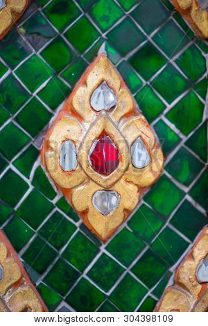Thai Pattern On Wall Of Church At  Wat Rakhang Khositaram Bangkok ,thailand