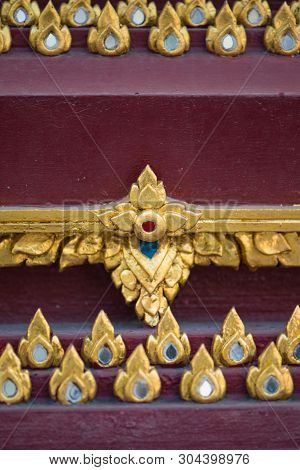 Thai Pattern On Wall Of Church At  Wat Rakhang Khositaram Bangkok ,thailand