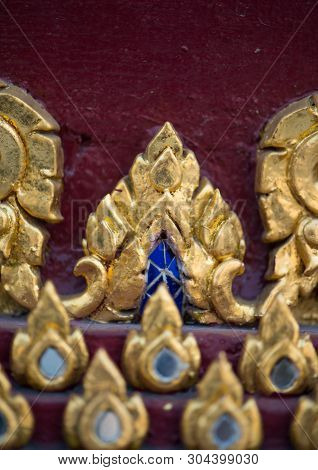 Thai Pattern On Wall Of Church At  Wat Rakhang Khositaram Bangkok ,thailand