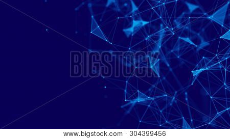Big Data Visualization. Science Background. Big Data Complex With Compounds. Lines Plexus