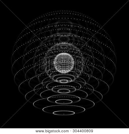 Sphere Particles. Abstract 3D Sphere Made Of Points. Futuristic Technology Style. Sphere Particles.