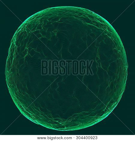 Space-time Green Portal. Futuristic 3D Portal. Cosmic Wormhole. Funnel-shaped Tunnel. 3D Rendering.