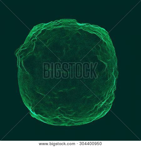 Space-time Green Portal. Futuristic 3D Portal. Cosmic Wormhole. Funnel-shaped Tunnel. 3D Rendering.