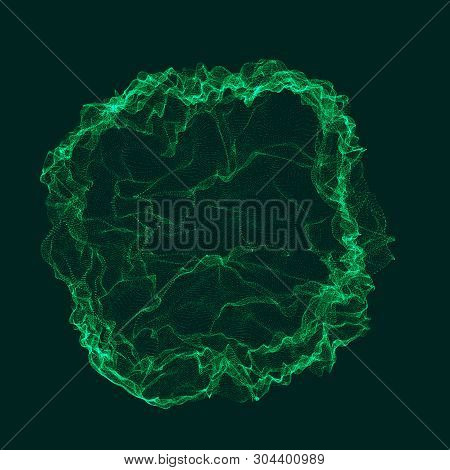 Space-time Green Portal. Futuristic 3D Portal. Cosmic Wormhole. Funnel-shaped Tunnel. 3D Rendering.