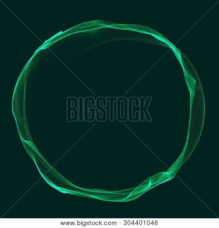 Space-time Green Portal. Futuristic 3D Portal. Cosmic Wormhole. Funnel-shaped Tunnel. 3D Rendering.