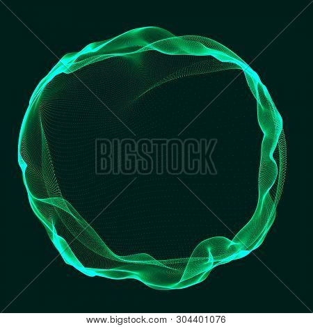 Space-time Green Portal. Futuristic 3D Portal. Cosmic Wormhole. Funnel-shaped Tunnel. 3D Rendering.