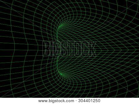 3D Tunnel. Tunnel Or Wormhole. Grid Texture. Abstract Tunnel. 3D Vector Illustration Tunnel.