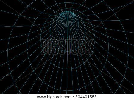 3D Tunnel. Tunnel Or Wormhole. Grid Texture. Abstract Tunnel. 3D Vector Illustration Tunnel.