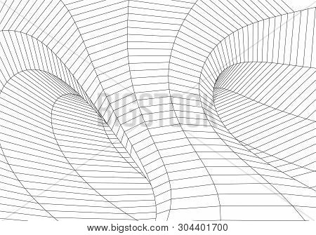 3D Tunnel. Tunnel Or Wormhole. Grid Texture. Abstract Tunnel. 3D Vector Illustration Tunnel.