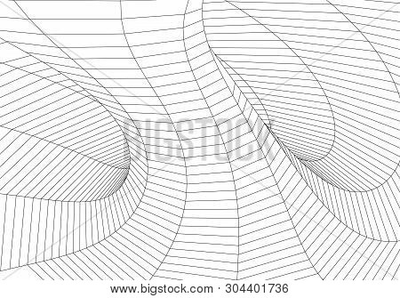3D Tunnel. Tunnel Or Wormhole. Grid Texture. Abstract Tunnel. 3D Vector Illustration Tunnel.