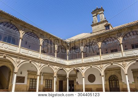 Baeza, Spain - May 12, 2019: Courtyard Of The Old University Of Baeza, Spain