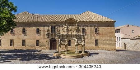 Baeza, Spain - May 12, 2019: Panorama Of The Historic Seminario San Felipe Neri In Baeza, Spain