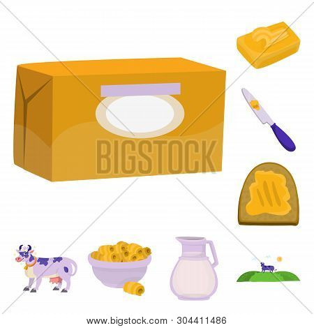 Vector Illustration Of Food And Dairy Logo. Set Of Food And Cholesterol Vector Icon For Stock.