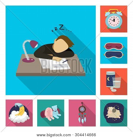 Isolated Object Of Dreams And Night Sign. Set Of Dreams And Bedroom Stock Vector Illustration.