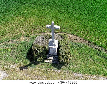 Aerial Photo Of A Stone Calvary In Vendee, France
