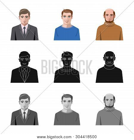 Vector Illustration Of Hairstyle And Profession  Sign. Set Of Hairstyle And Character  Vector Icon F
