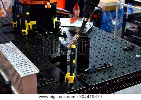 Robotic Arm For Welding In Industrial Plant