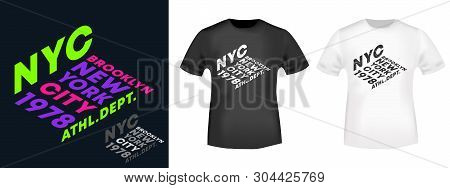 Nyc New York City Brooklyn T-shirt Print For T Shirts Applique, Fashion Slogan, Badge, Label Clothin
