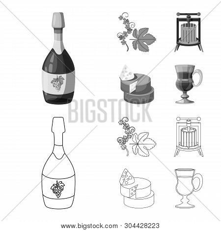 Vector Illustration Of Farm And Vineyard Icon. Set Of Farm And Product Vector Icon For Stock.