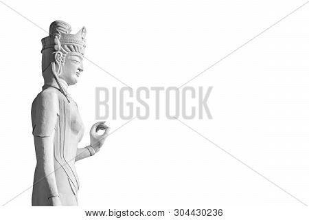 Buddha Sculpture Over White Background