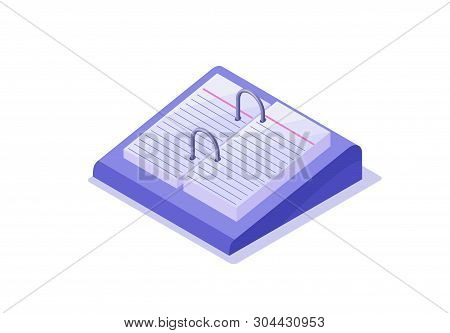 Planner Or Calendar Isometric 3d Icon, Business Illustration, Paper Boor For Schedule, Time Planning