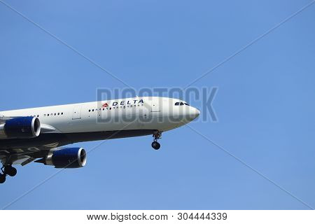 Amsterdam, The Netherlands - June, 1st 2019: N828nw Delta Air Lines Airbus A330-302 Final Approachin