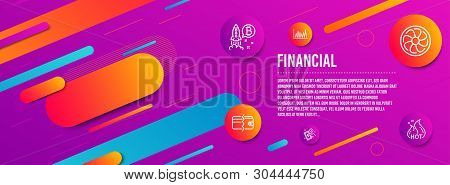 Header Banner. Line Graph, Payment Method And Bitcoin Project Icons Simple Set. Fan Engine, Payment 