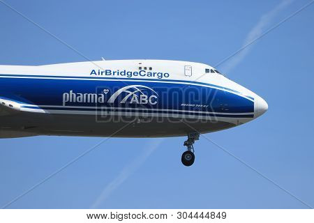 Amsterdam, The Netherlands - June, 1st 2019: Vp-bbp Airbridgecargo Boeing 747 Final Approaching To P