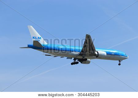Amsterdam, The Netherlands - June, 1st 2019: Ph-bqk Klm Royal Dutch Airlines Boeing 777-206 Final Ap
