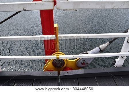 Different Bollards And Technical Installations Of Vessel Traffic At The Port In Kiel Germany