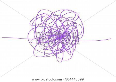 Colored Tangled On White. Chaos Pattern. Scribble Sketch. Colorful Background With Array Of Lines. I