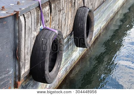 Different Bollards And Technical Installations Of Vessel Traffic At The Port In Kiel Germany