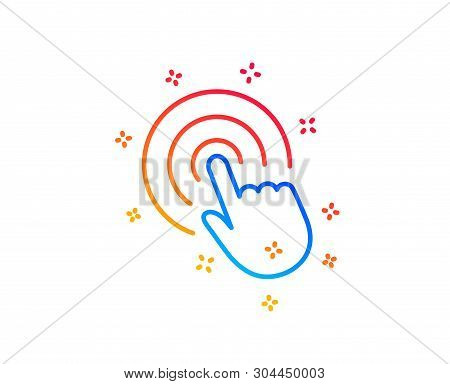Hand Click Line Icon. Finger Touch Sign. Cursor Pointer Symbol. Gradient Design Elements. Linear Cli