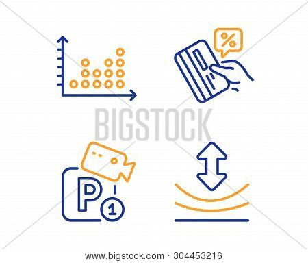 Credit Card, Parking Security And Dot Plot Icons Simple Set. Resilience Sign. Loan Percent, Video Ca