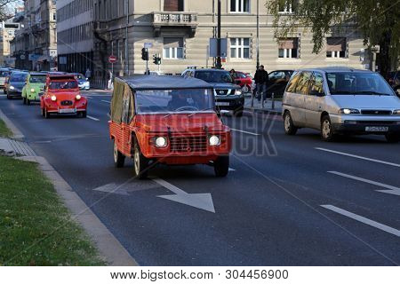 ZAGREB, CROATIA - DECEMBER 07: Citroen Mehari, vintage cars exhibited during the Retro Mobile Parade in Zagreb, Croatia, on December 07, 2013.