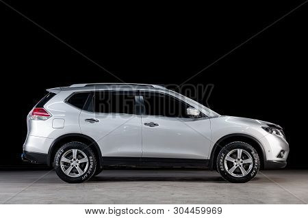 Novosibirsk, Russia - May 28, 2019: Nissan Xtrail, Side View. Photography Of A Modern Car On A Parki