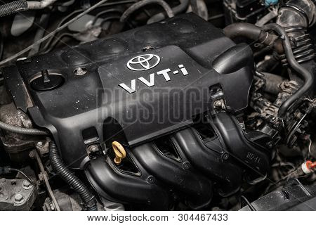 Novosibirsk, Russia - May 31, 2019:  Toyoyta Fielder,close-up Of The Engine, Front View. Photography