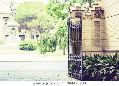 Decorative Wrought Iron Gate Or Entranceway In Parco Bellini, Catania, Sicily, Italy