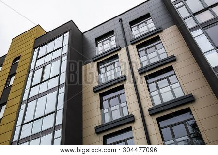 The Facade Of The Modern Building Bottom View