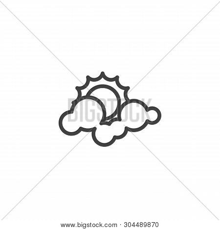 Cloud And Sun Line Icon. Linear Style Sign For Mobile Concept And Web Design. Weather Forecast Partl